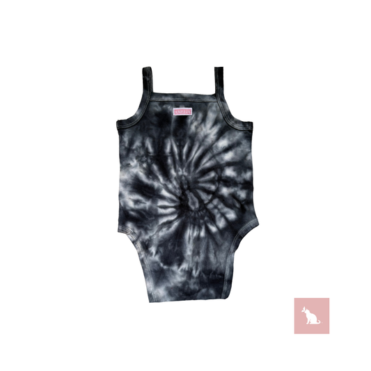 AChromaBaby: Black & White tie-dye Spaghetti Strap Romper