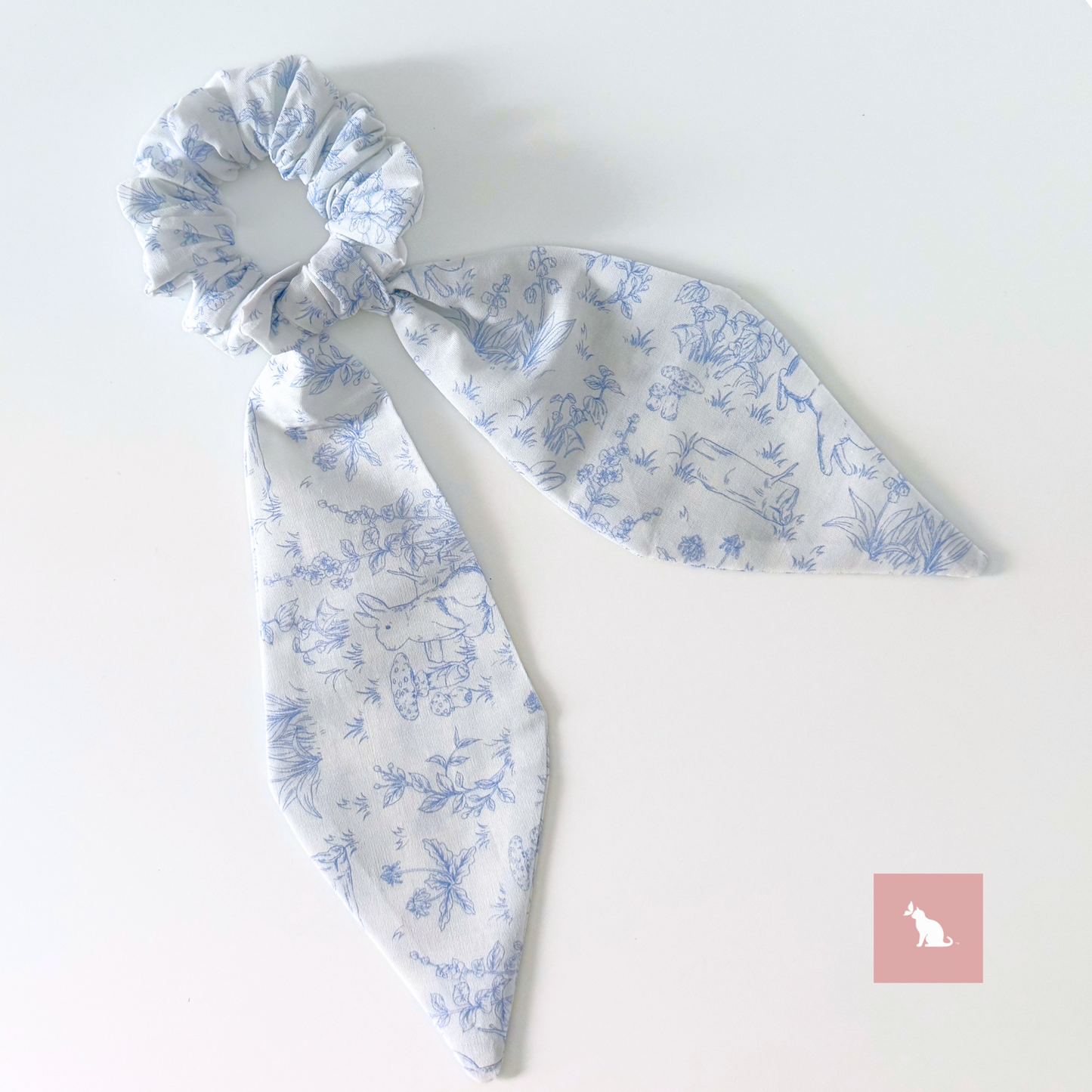 Willow Toile Scrunchie: Ribbon Bunny series