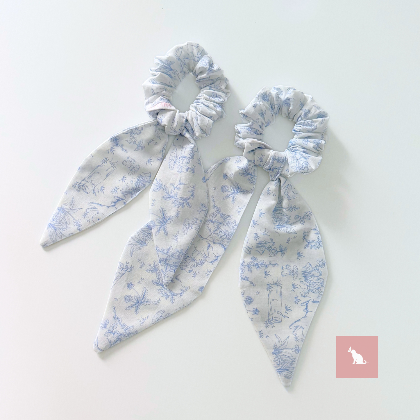 Willow Toile Scrunchie: Ribbon Bunny series