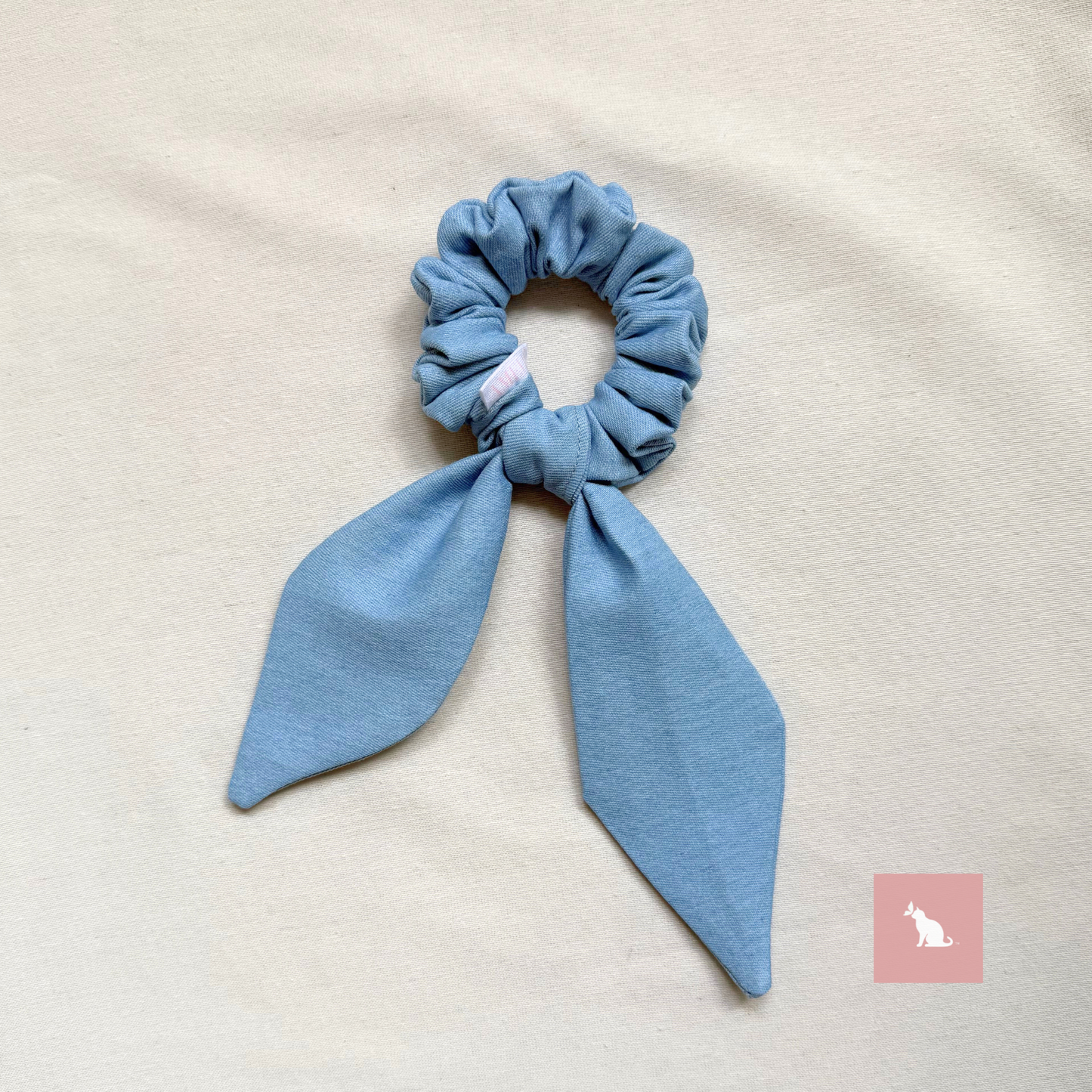 Classic Denim Scrunchie: Ribbon Bunny series