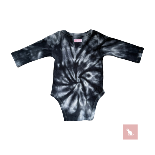 AChromaBaby: Black & White tie-dye Longsleeve Romper