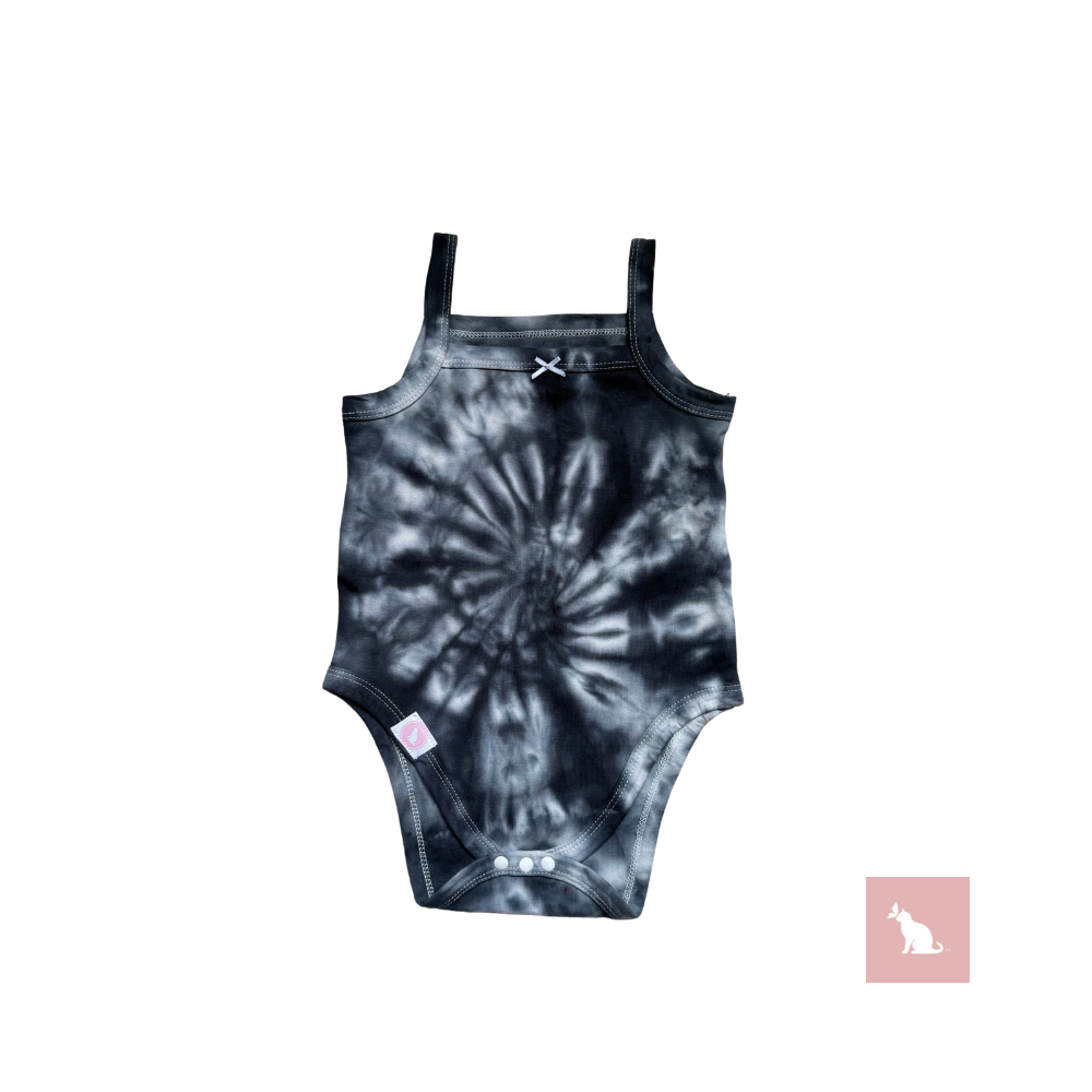 AChromaBaby: Black & White tie-dye Spaghetti Strap Romper