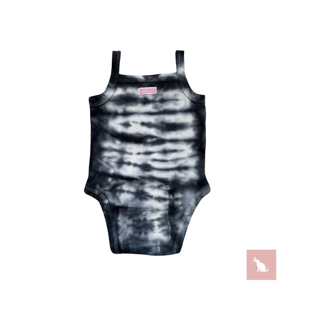 AChromaBaby: Black & White tie-dye Spaghetti Strap Romper