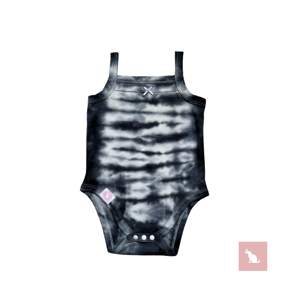AChromaBaby: Black & White tie-dye Spaghetti Strap Romper