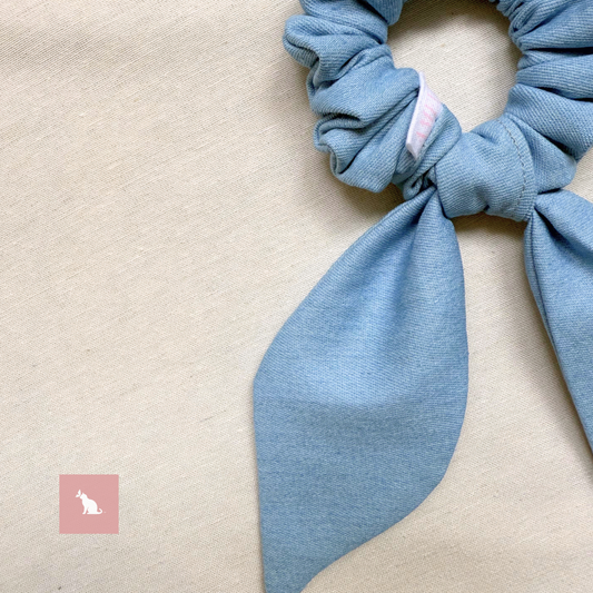 Classic Denim Scrunchie: Ribbon Bunny series