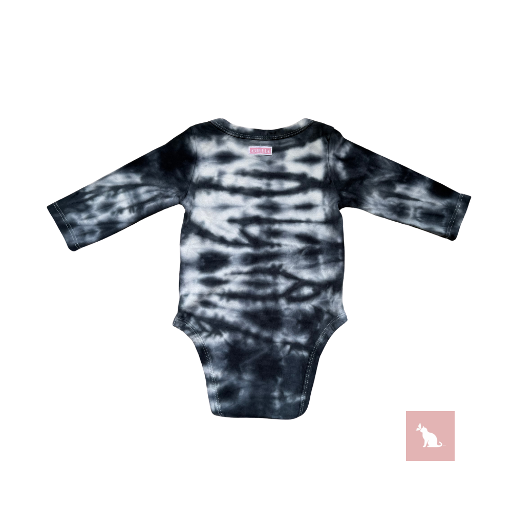 AChromaBaby: Black & White tie-dye Longsleeve Romper